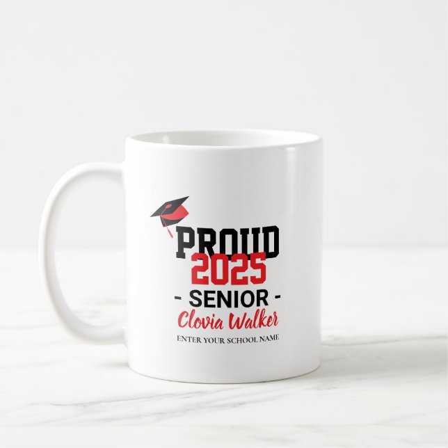 Caneca De Café Customized proud school senior graduate (Esquerda)