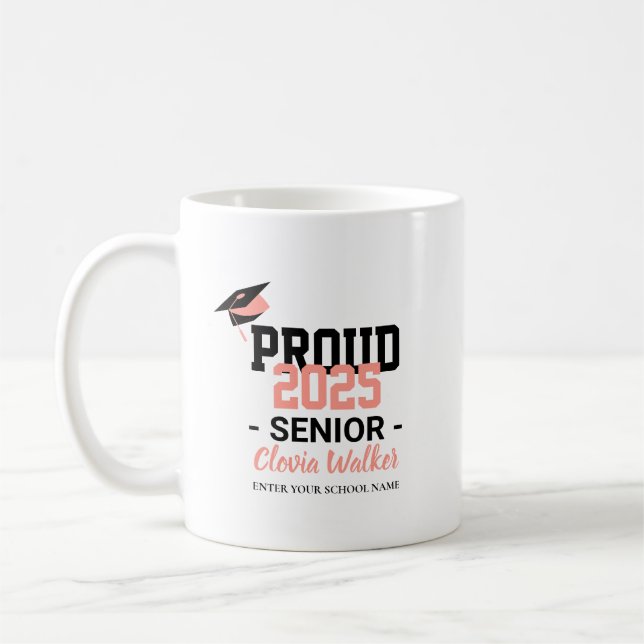 Caneca De Café Customized proud school senior graduate (Esquerda)