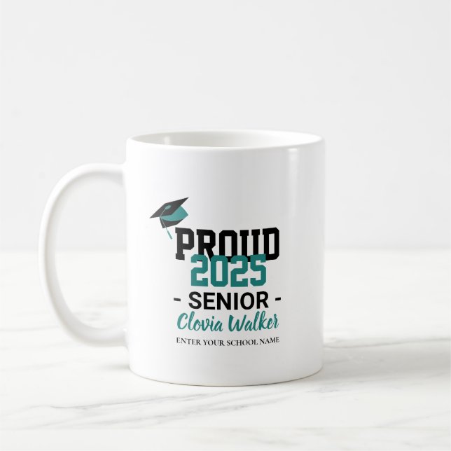 Caneca De Café Customized proud school senior graduate (Esquerda)