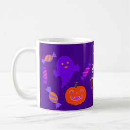 Caneca De Café Cuta e Spooky do Halloween Roxo
