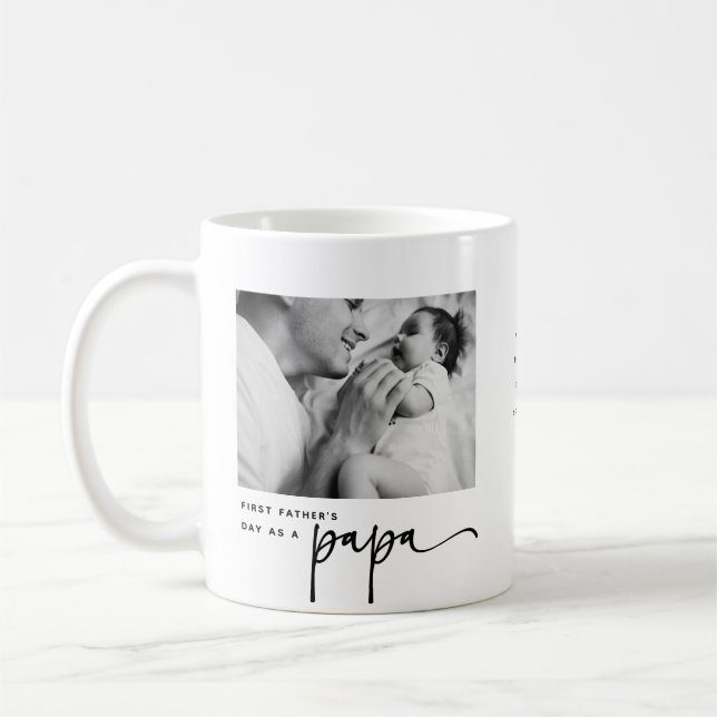 Caneca De Café Cute 1st Father's Day, Papa Photo Collage (Esquerda)