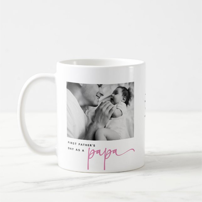 Caneca De Café Cute 1st Father's Day, Papa Photo Collage (Esquerda)