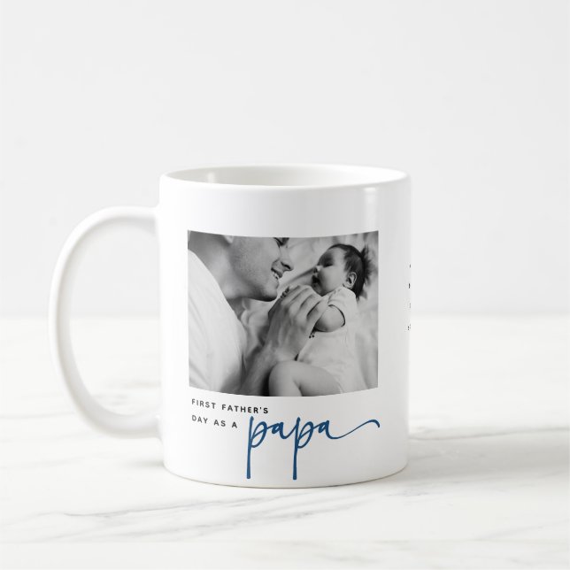 Caneca De Café Cute 1st Father's Day, Papa Photo Collage (Esquerda)