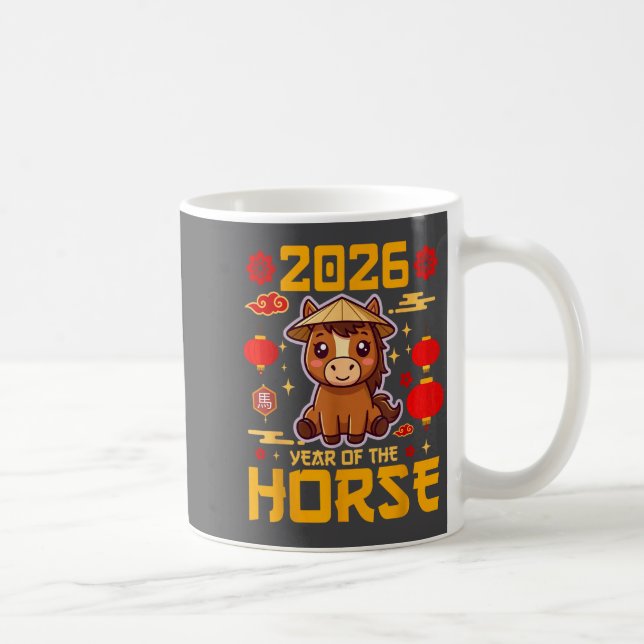 Caneca De Café Cute 2026 Year Of The Horse Happy Chinese New Year (Direita)