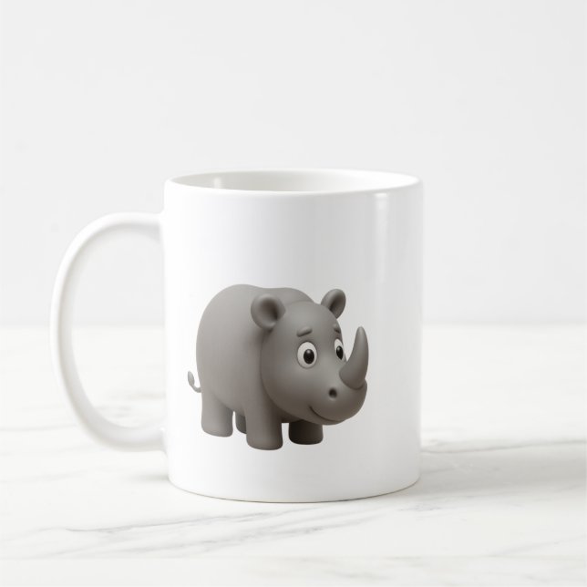 Caneca de Café Cute 3D Rinoceronte Fofo (Esquerda)