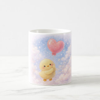 Caneca De Café Cute Alma Chick with Heart Balloon Mug