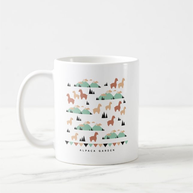 Caneca De Café Cute Alpaca Herd Pattern Coffee Mug (Esquerda)