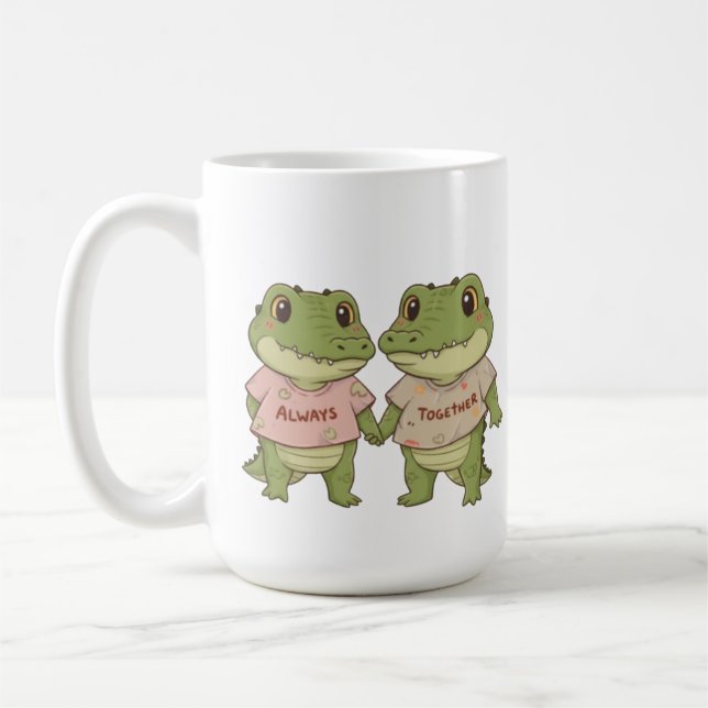 Caneca De Café Cute Always Together Crocodile Couple Matching T-S (Esquerda)