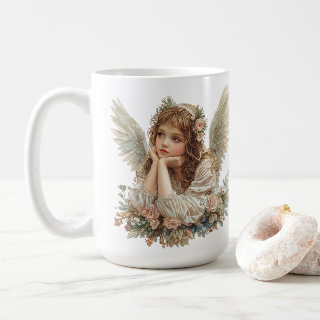Caneca De Café Cute Angel / Cherub / Guardian Angel (Com Donut)