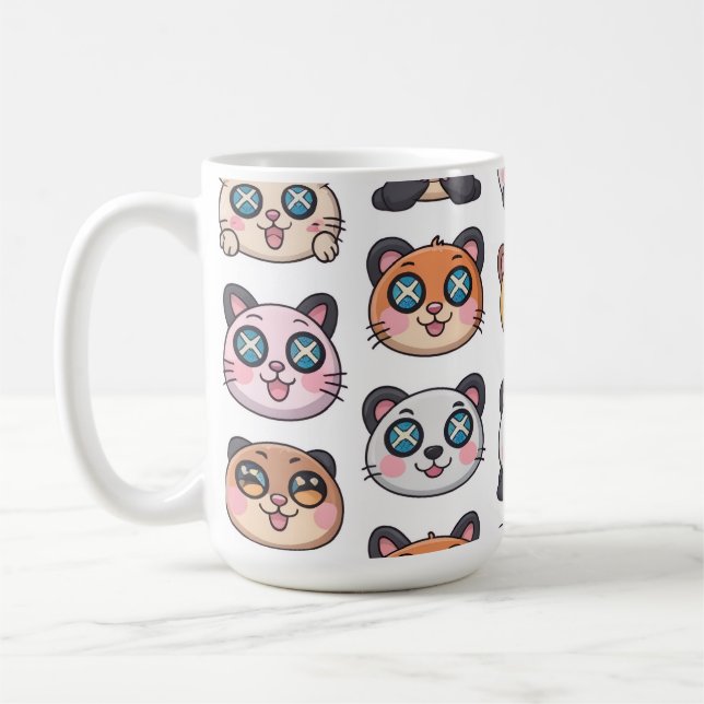 Caneca De Café Cute Animals Sticker Sheet Adorable Cartoon Charac (Esquerda)