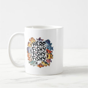 Caneca De Café Cute Aqui-pescaria Divertido Amante da Pesca Crian