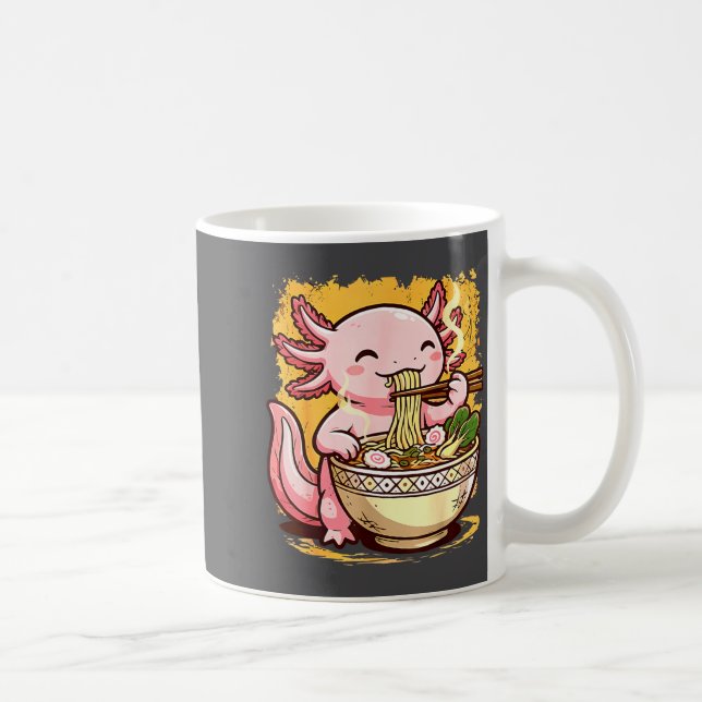 Caneca De Café Cute Axolotl Eats Ramen Noodles Axolotls Ramen  (Direita)