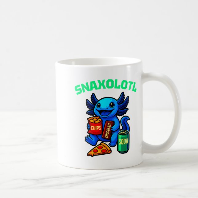 Caneca De Café Cute Axolotl Funny Snaxolotl Snacks A Lot Axolotl  (Direita)