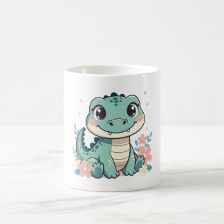Caneca De Café Cute Baby Crocodille with Floral Garden