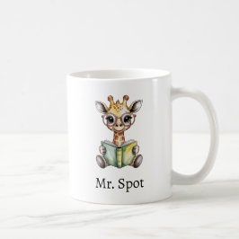 Caneca De Café Cute Baby Giraffe Reading a Book Custom
