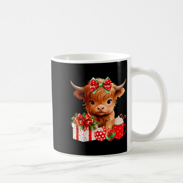 Caneca De Café Cute Baby Highland Cow Merry Christmas Farmer Cow  (Direita)