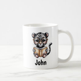 Caneca De Café Cute Baby Panther Reading a Book Custom