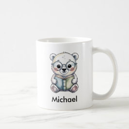 Caneca De Café Cute Baby Polar Bear Reading a Book