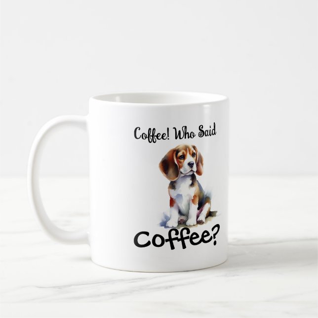 Caneca De Café Cute '' Beagle Pup  Brown personaize (Esquerda)