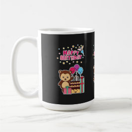 Caneca De Café Cute Bear Birthday Celebration - Adorable Cartoon 
