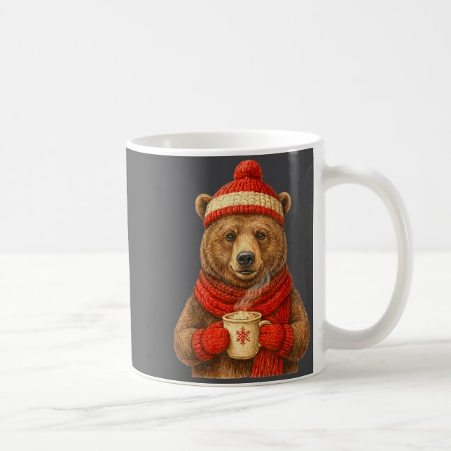 Caneca De Café Cute Bear With Santa Hat Coffee Lover Funny Winter (Direita)