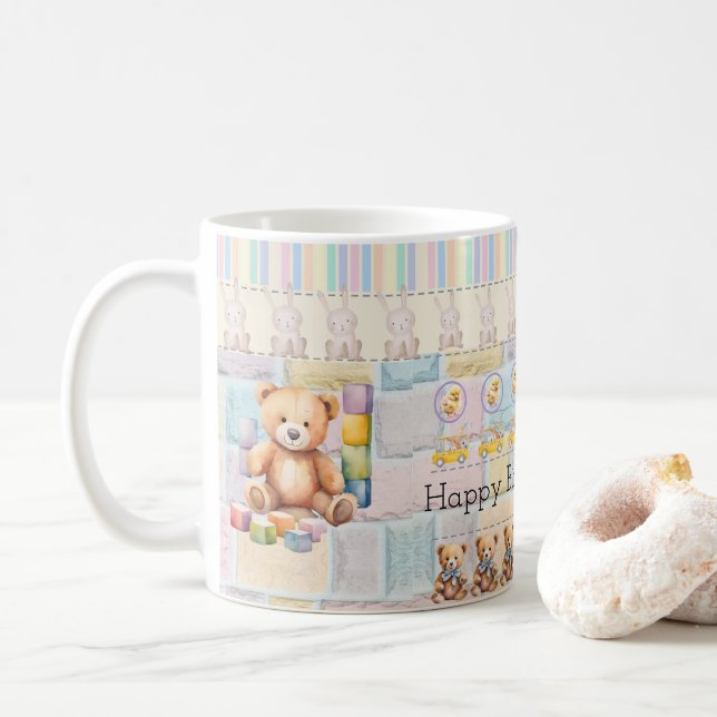 Caneca De Café Cute bears, chicks, pastel bunnies (Com Donut)