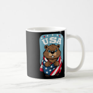 Caneca De Café Cute Beaver Summer Flag Us Memorial Day Topo