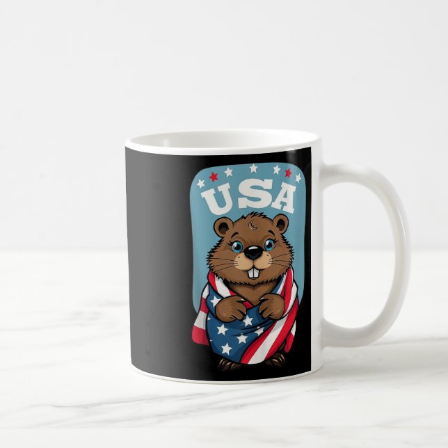 Caneca De Café Cute Beaver Summer Flag Us Memorial Day Topo (Direita)