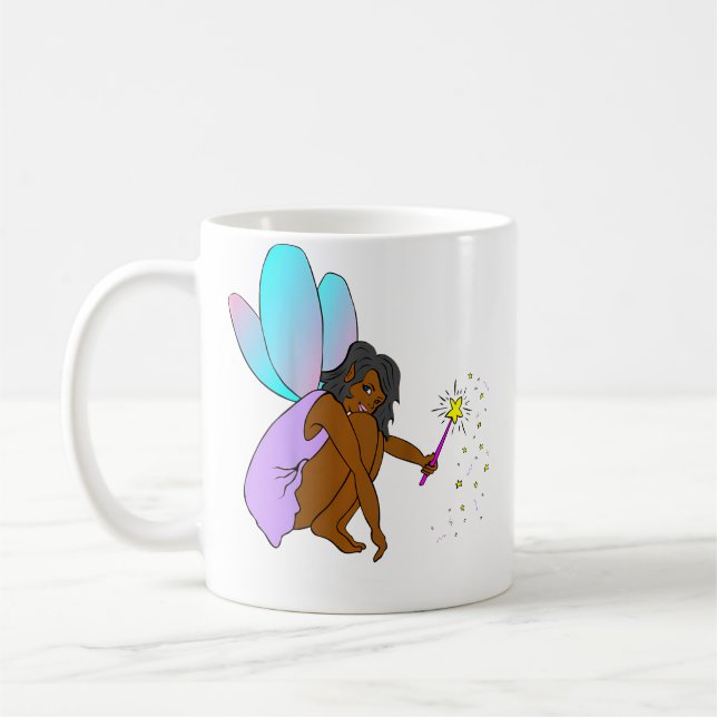 Caneca De Café Cute Black Girl Fairy Magic Empowerment Tee (Esquerda)