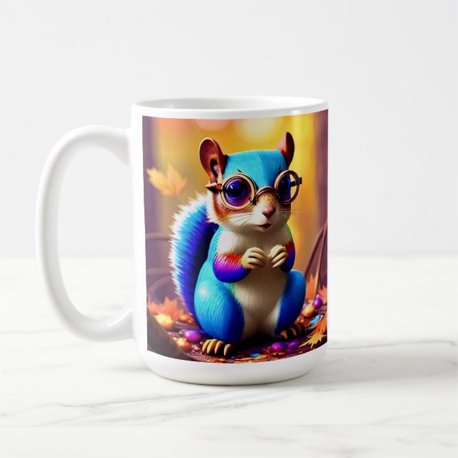 Caneca De Café Cute Blue Squirrel with Glasses-56786 (Esquerda)