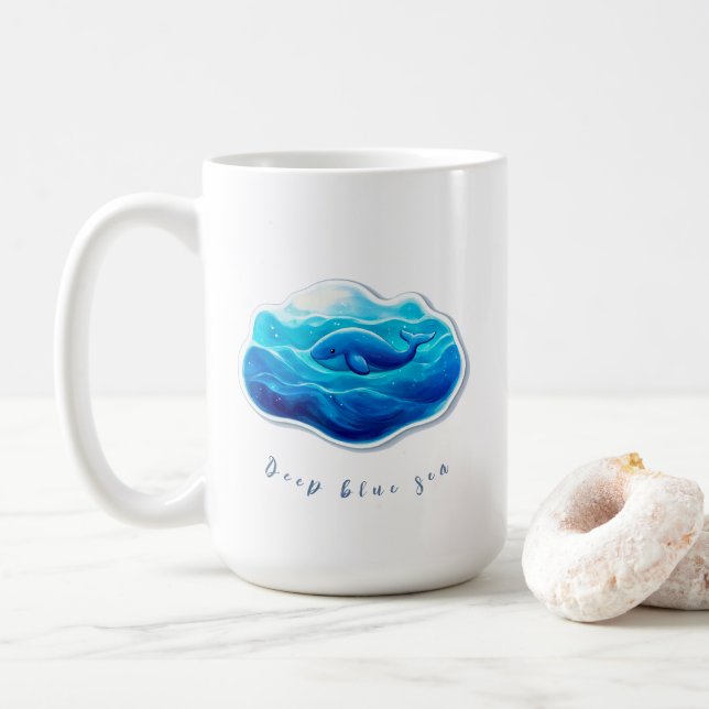 Caneca De Café Cute Blue Whale (Com Donut)