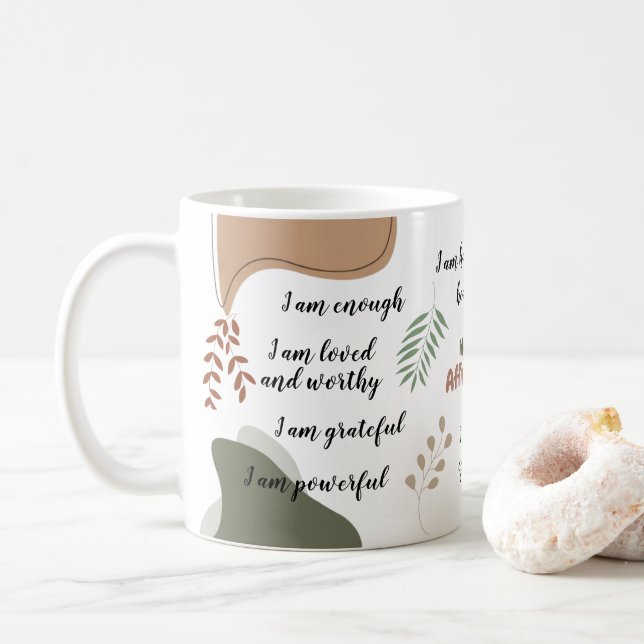 Caneca De Café Cute Boho Meu Dia Afirma Mug (Com Donut)