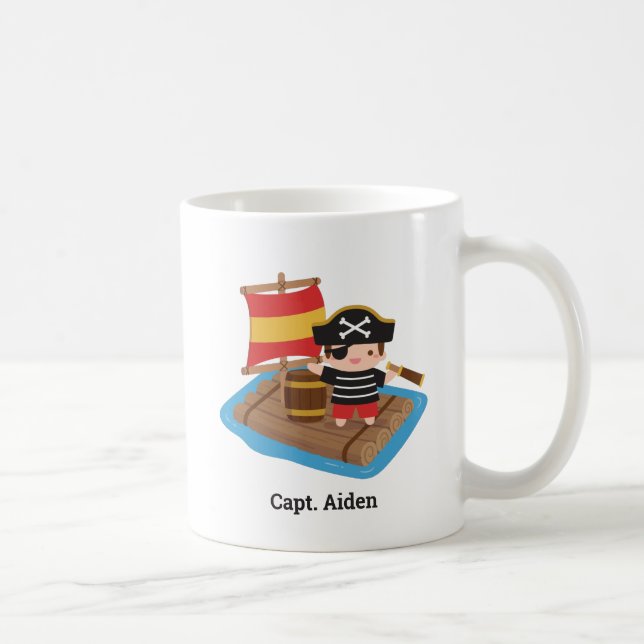 Caneca De Café Cute Boy Pirata Capitão Cabeça-De-Ferro (Direita)
