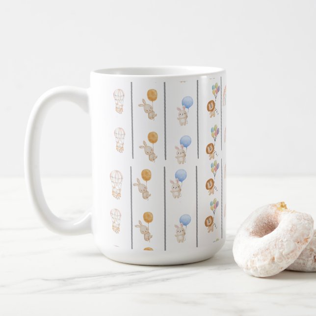 Caneca De Café Cute bunny animals pastel (Com Donut)