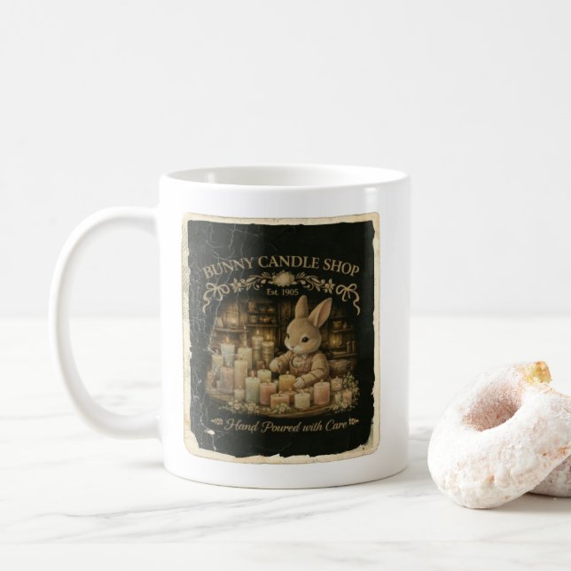 Caneca De Café Cute Bunny Candle Shop  (Com Donut)