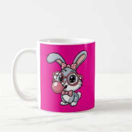 Caneca De Café Cute Bunny with Glasses Blowing Bubble Gum