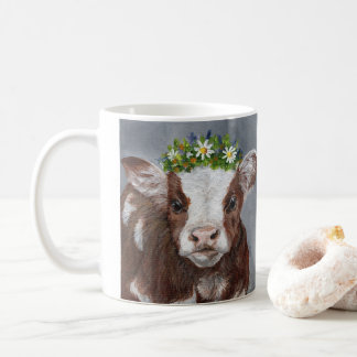 Caneca De Café Cute calf with flower crown