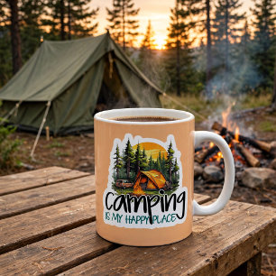 Caneca De Café Cute Camping é Meu Lugar Feliz Viagem