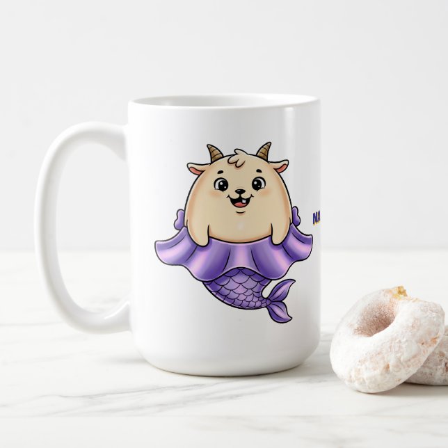 Caneca De Café Cute Capricorn Cartoon – Whimsical Zodiac (Com Donut)