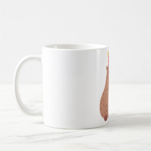 Caneca De Café Cute Capybara E Bolo De Aniversário