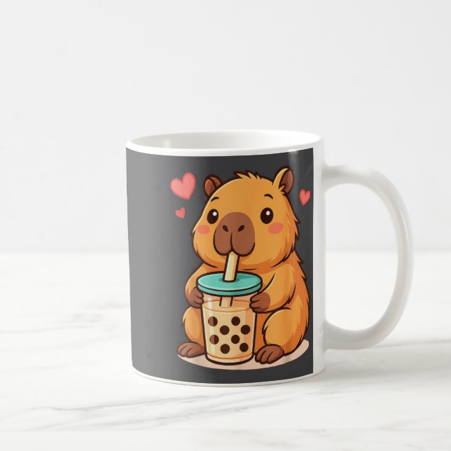Caneca De Café Cute Capybara Kawaii Anime Drinking Bubble Tea Lov (Direita)
