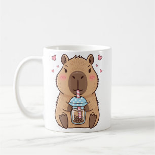 Caneca De Café Cute Capybara Sipping Boba Tea Chill Vibs Art