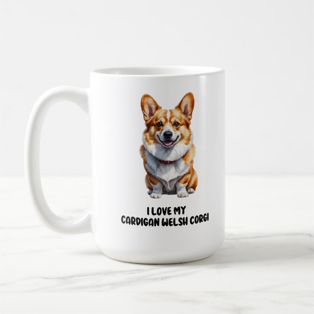 Caneca De Café Cute Cardigan Welsh Corgi Design (Esquerda)