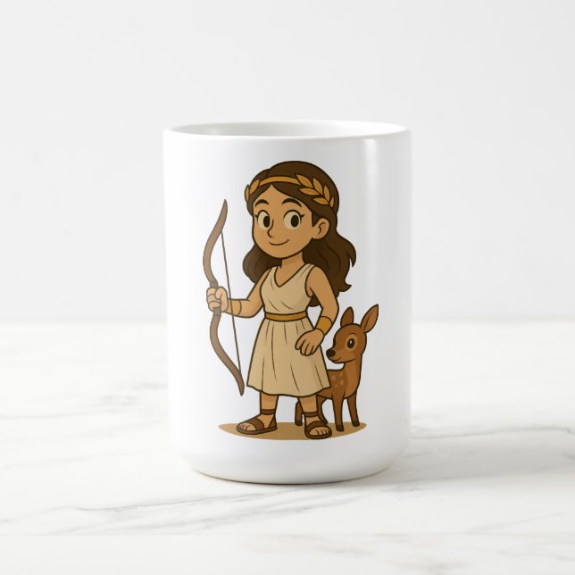 Caneca De Café Cute Cartoon Artemis Baby | Greek Goddess  (Centro)