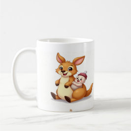 Caneca De Café Cute Cartoon Kangaroo with Baby and Milk Bottle - 
