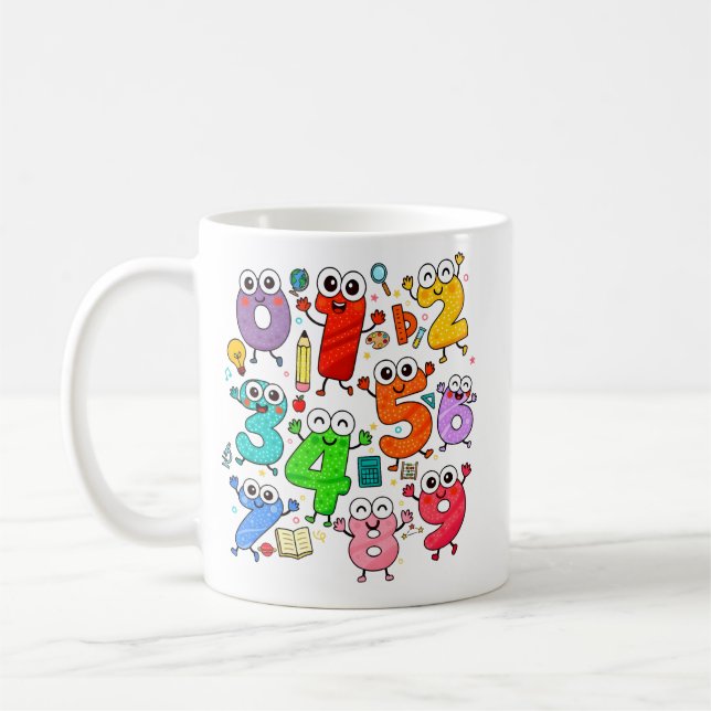 Caneca De Café Cute Cartoon Numbers Maths Mug for Kids (Esquerda)