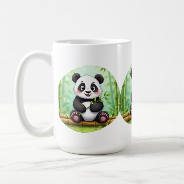 Caneca De Café Cute Cartoon Panda on Bamboo Patch (Esquerda)