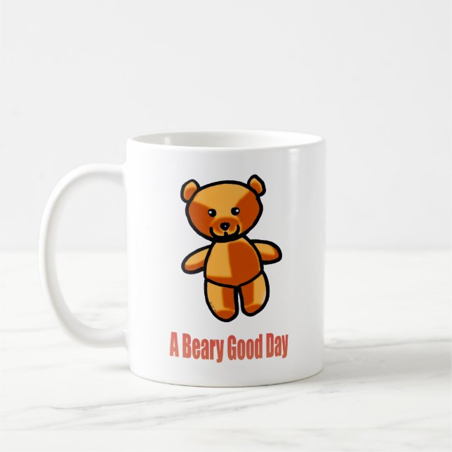 Caneca De Café Cute Cartoon Teddy Bear Pun Illustration (Esquerda)
