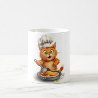 Caneca De Café Cute Cat Chef Making Pancakes