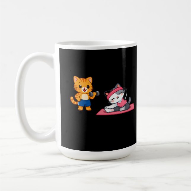 Caneca De Café Cute Cat Couple Gym Workout (Esquerda)